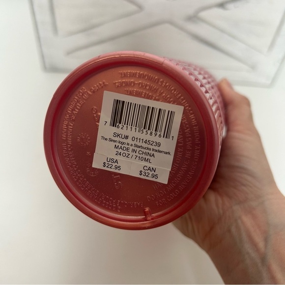 Starbucks Dusty Rose Pink Shimmer Shell Mermaid Scales Cold Cup Tumbler 24 oz - Picture 13 of 15